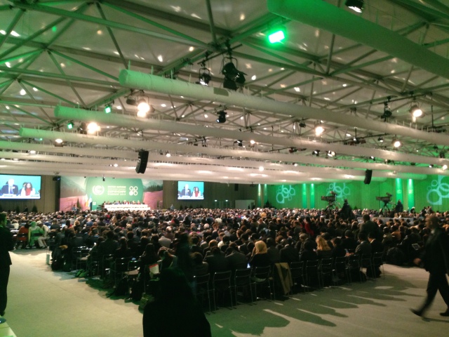Party representatives and observers from IGOs and NGOs at opening session of COP19